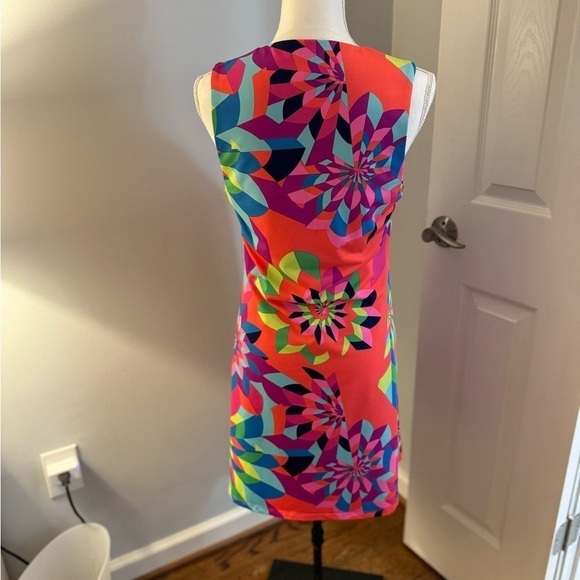 Julie Brown Livie Dress in wonderful bright colors shift style V neck size S - Picture 3 of 12